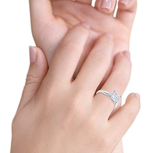 Princess Cut Clear Cubic Zirconia 925 Sterling Silver Ring
