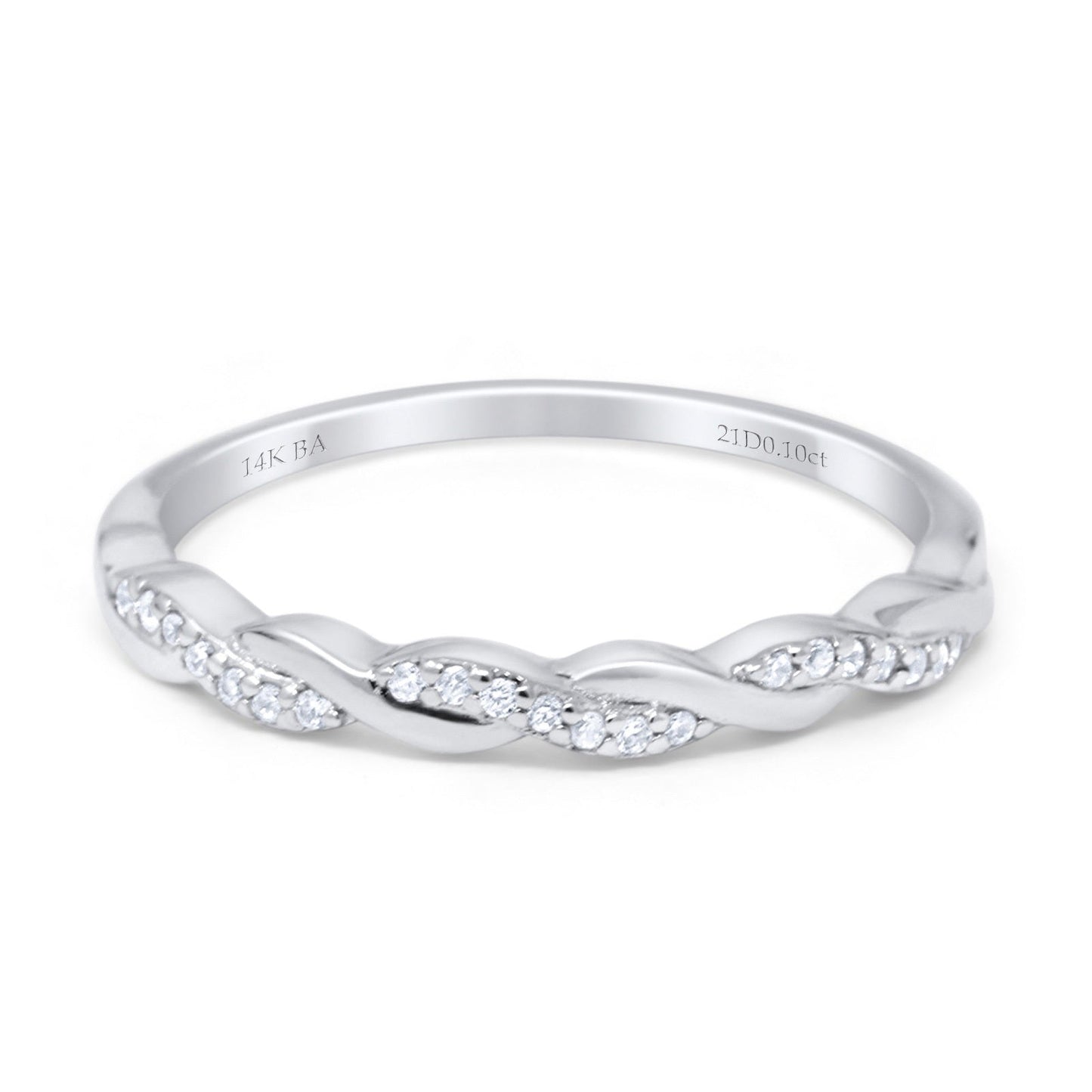 14K White Gold Half Round Eternity Twisted Diamond Ring