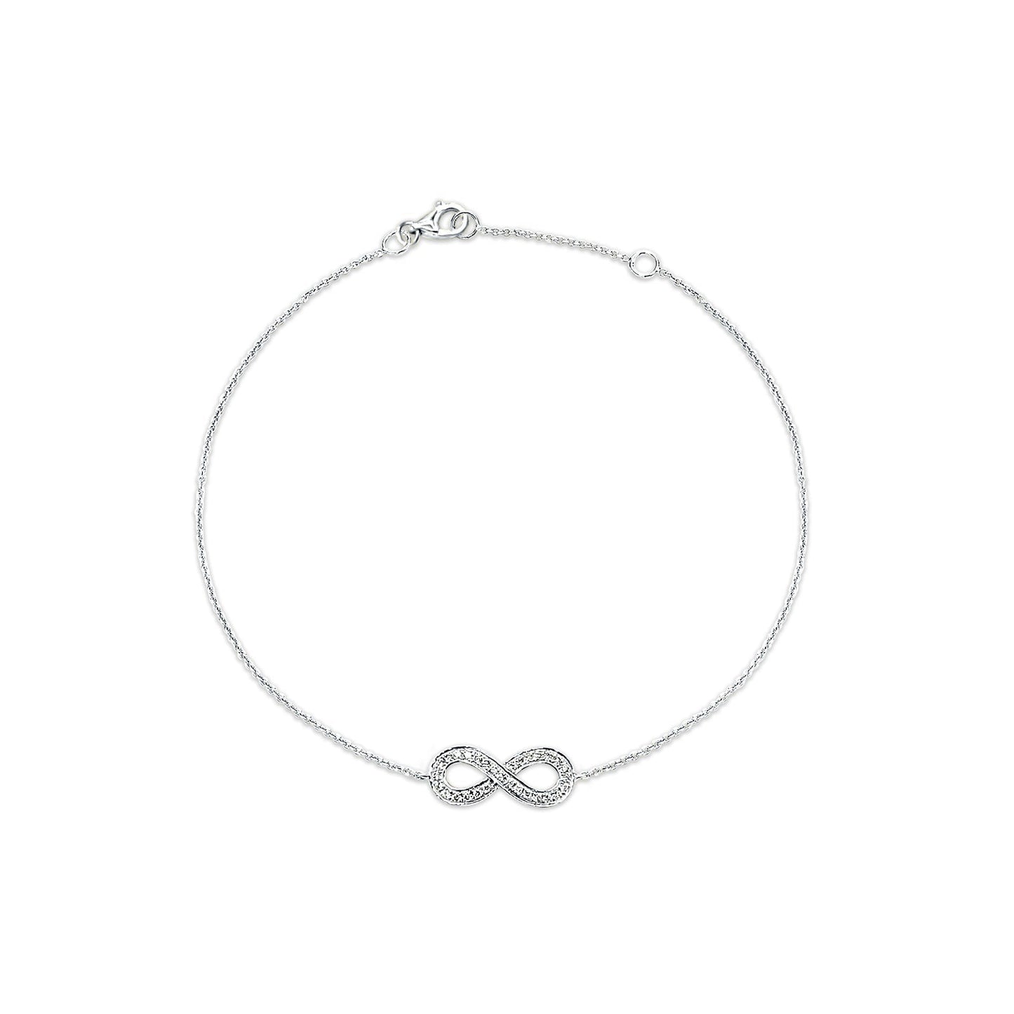 14K White Gold Natural Diamond Infinity Bracelets