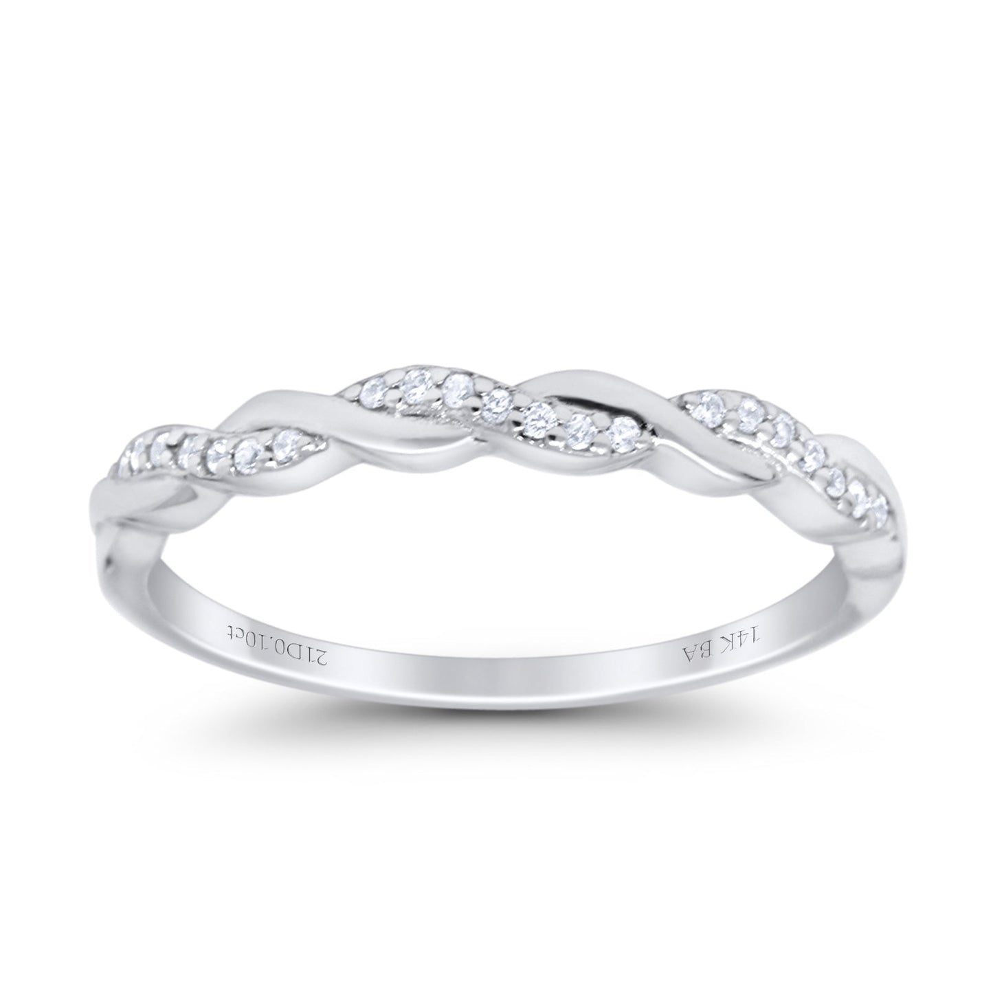 14K White Gold Half Round Eternity Twisted Diamond Ring