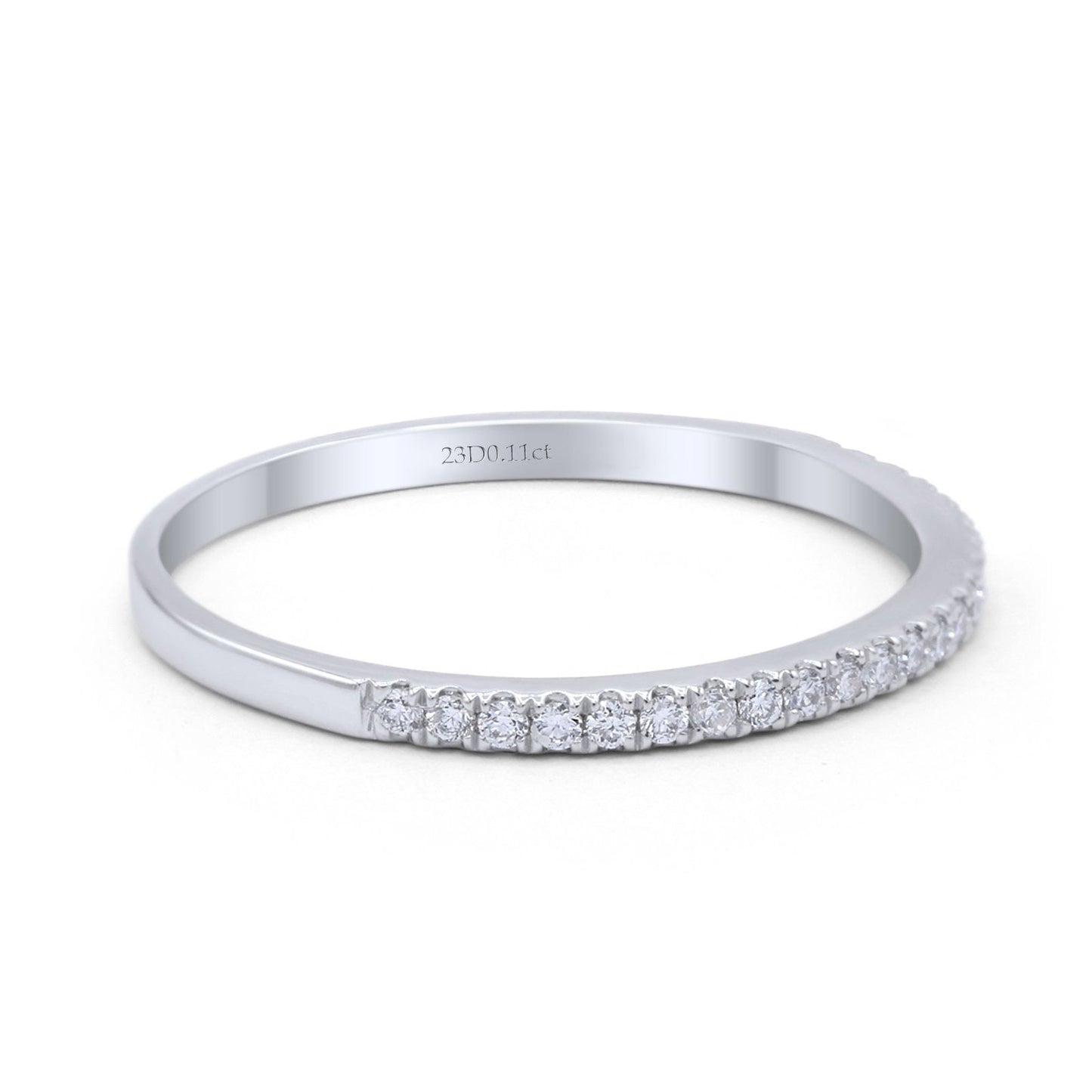 14K White Gold Simple Half Round Diamond Ring