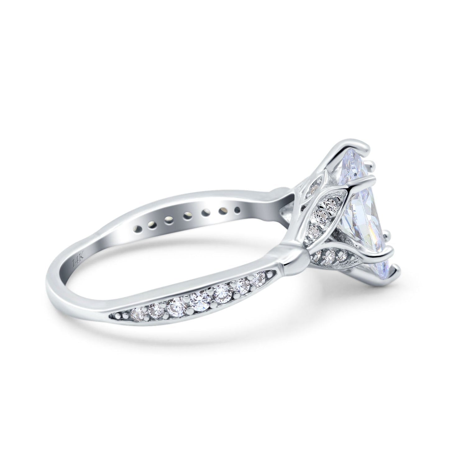 14K White Gold Marquise Art Deco Zirconia Ring