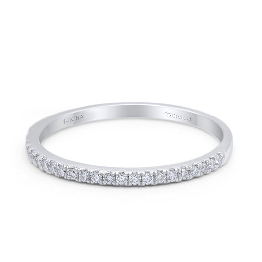 14K White Gold Simple Half Round Diamond Ring
