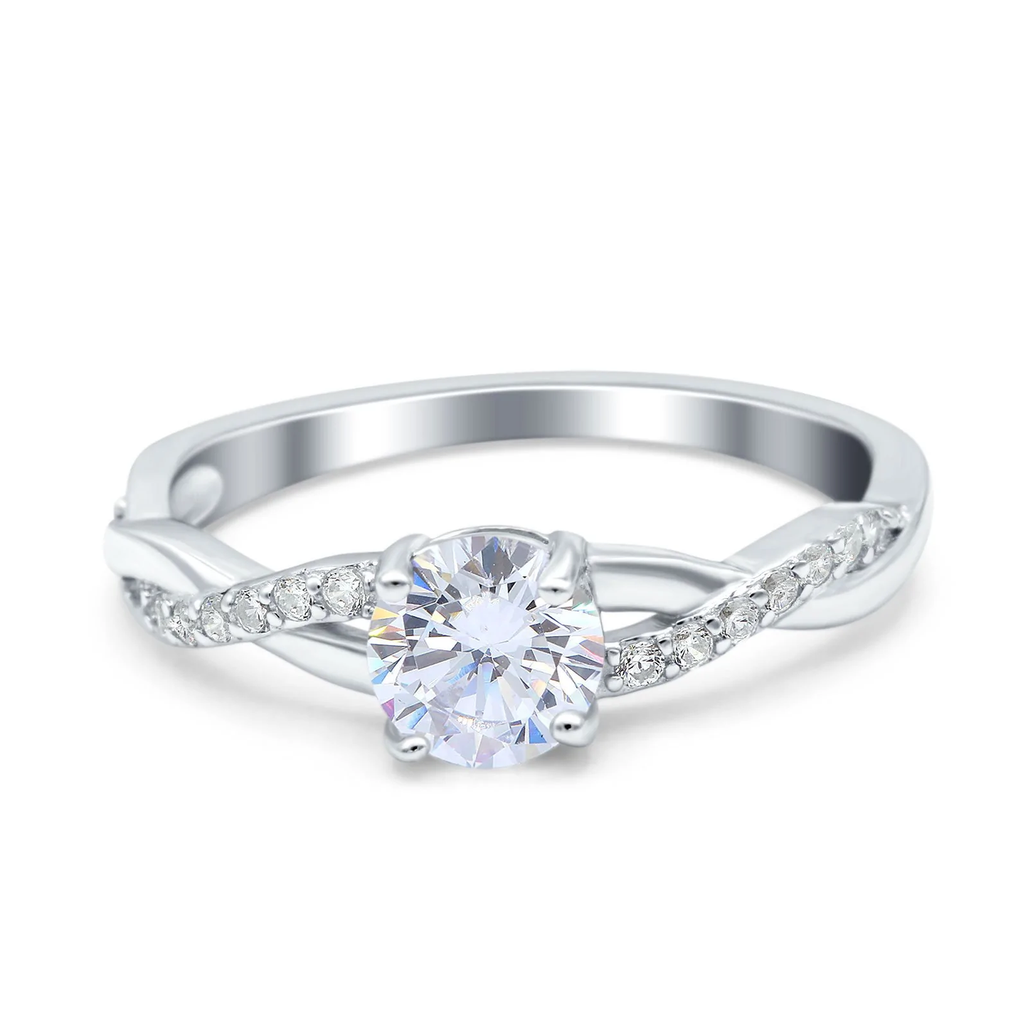 14K White Gold Infinity Twist Art Zirconia Wedding Ring