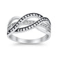 Weave Knot Crossover Clear Zirconia 925 Sterling Silver Ring